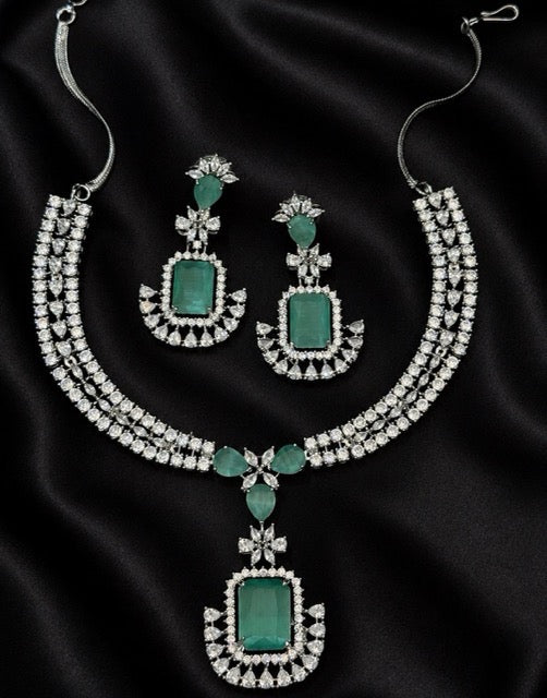 Mint Royale CZ & Doublet Stone Partywear Necklace Set