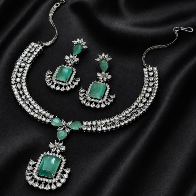 Mint Royale CZ & Doublet Stone Partywear Necklace Set