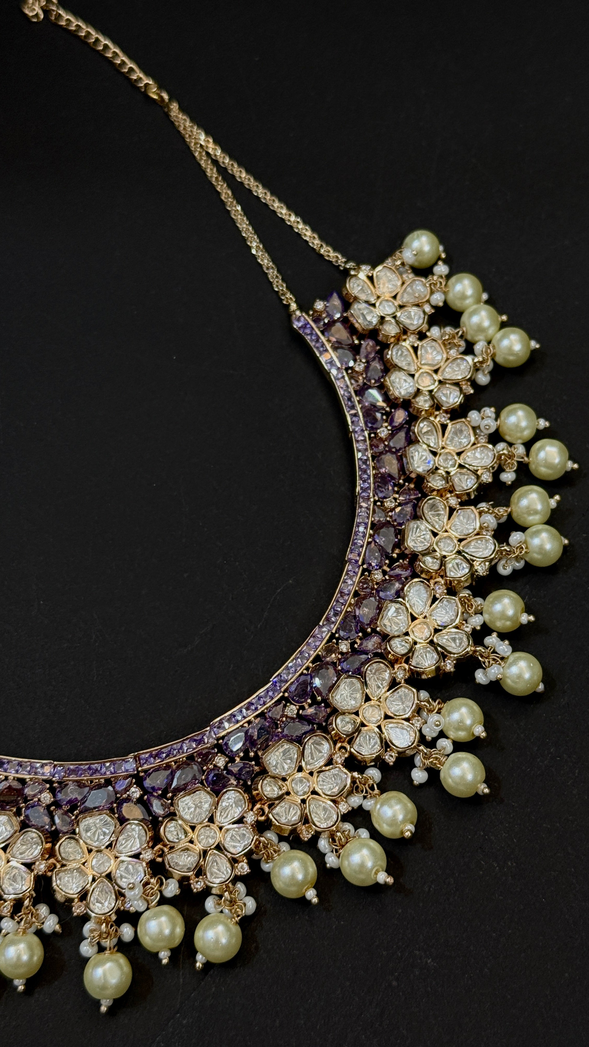 Royal Purple Polki Kundan Pearl