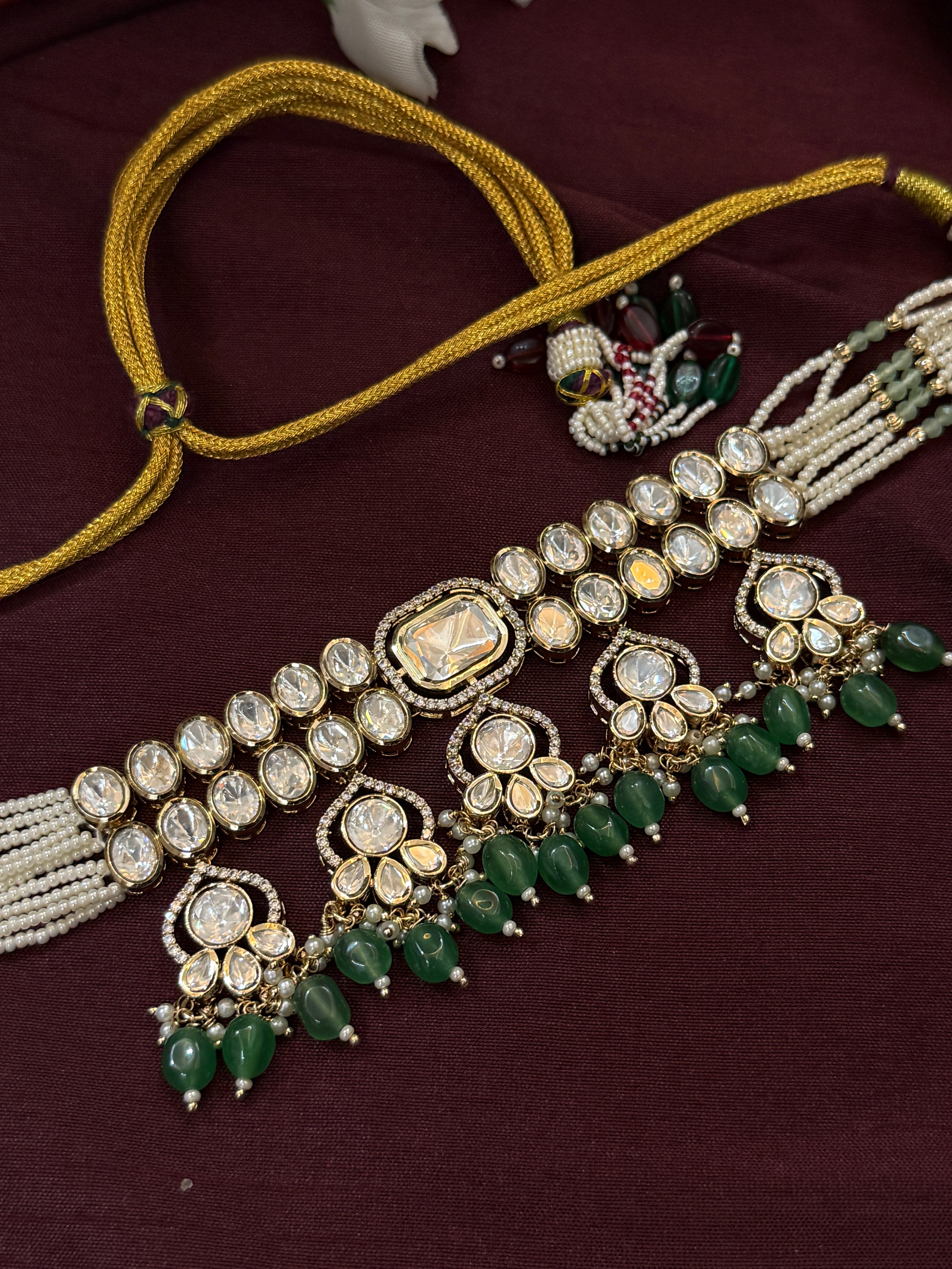 Emerald Empress Real Polki Kundan Choker