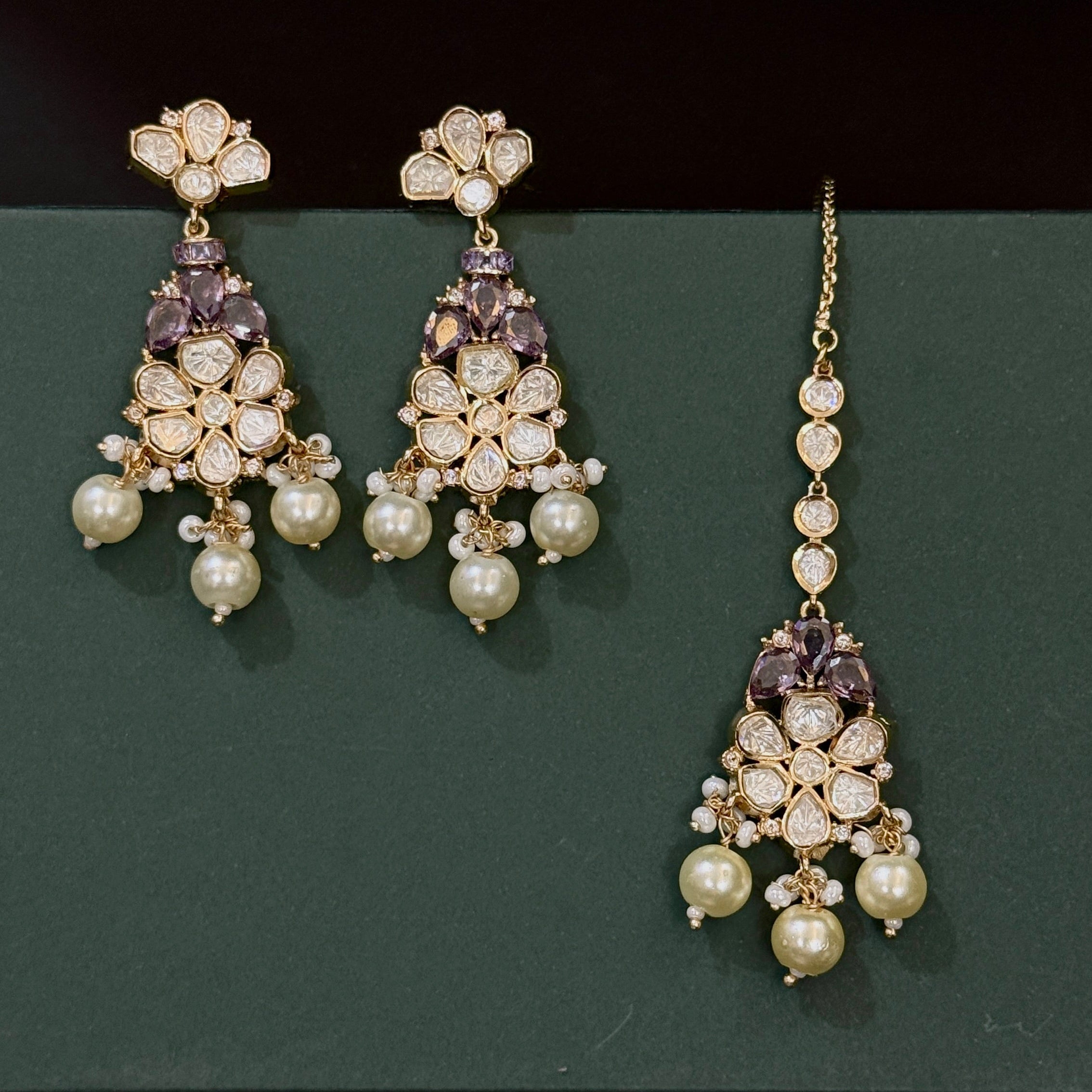 Royal Purple Polki Kundan Pearl