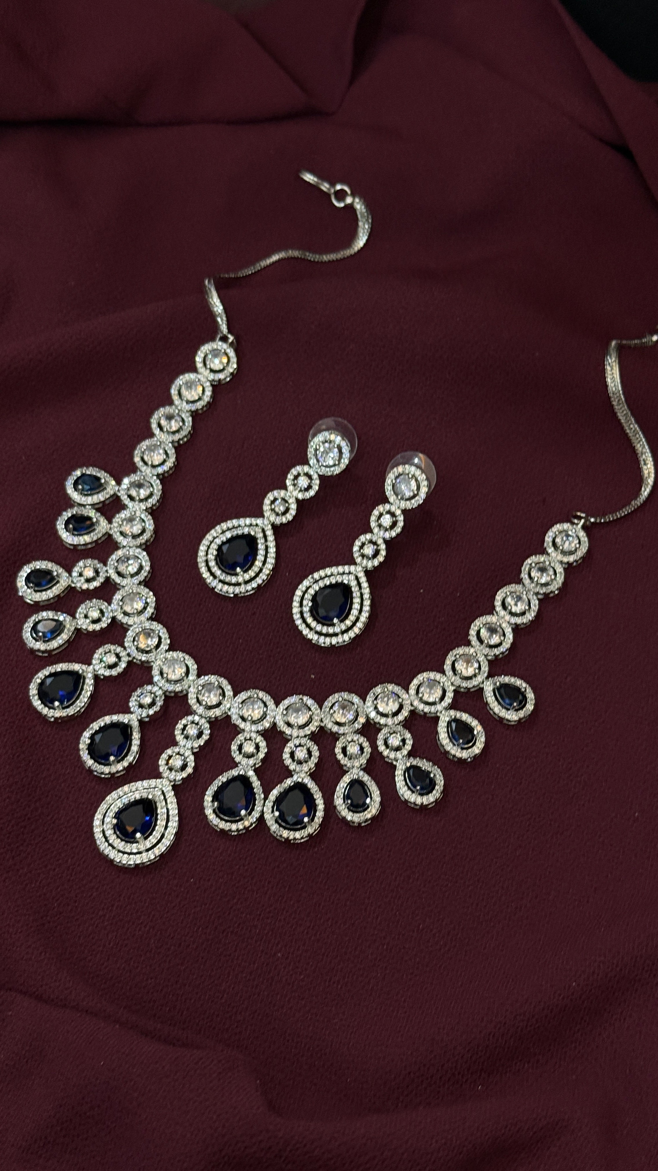 Premium Blue Stone Designer Necklace Set