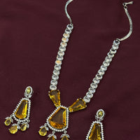 Yellow Crystal American Diamond Necklace Set