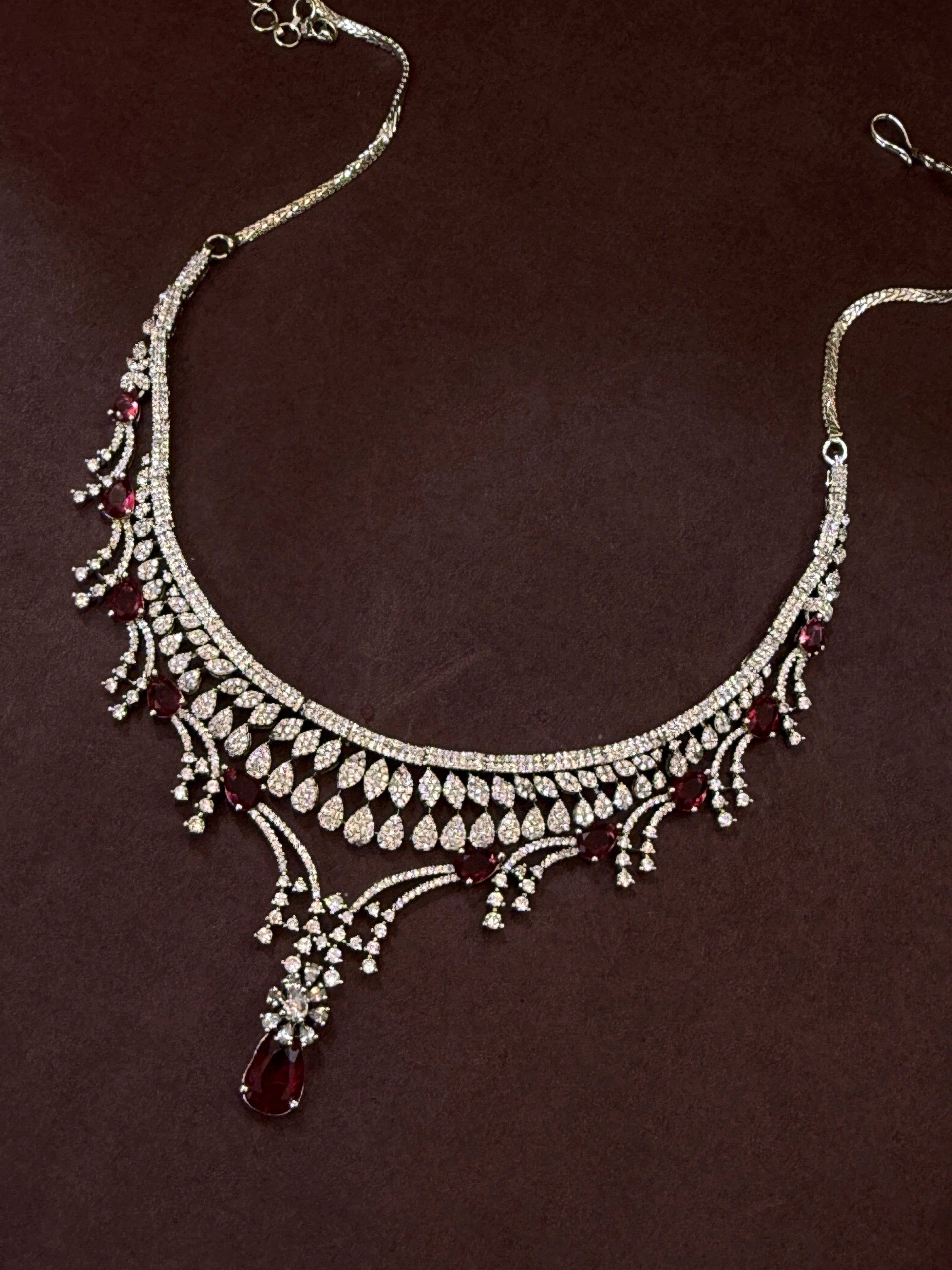 Ruby Grace American Diamond Necklace & Earrings Set