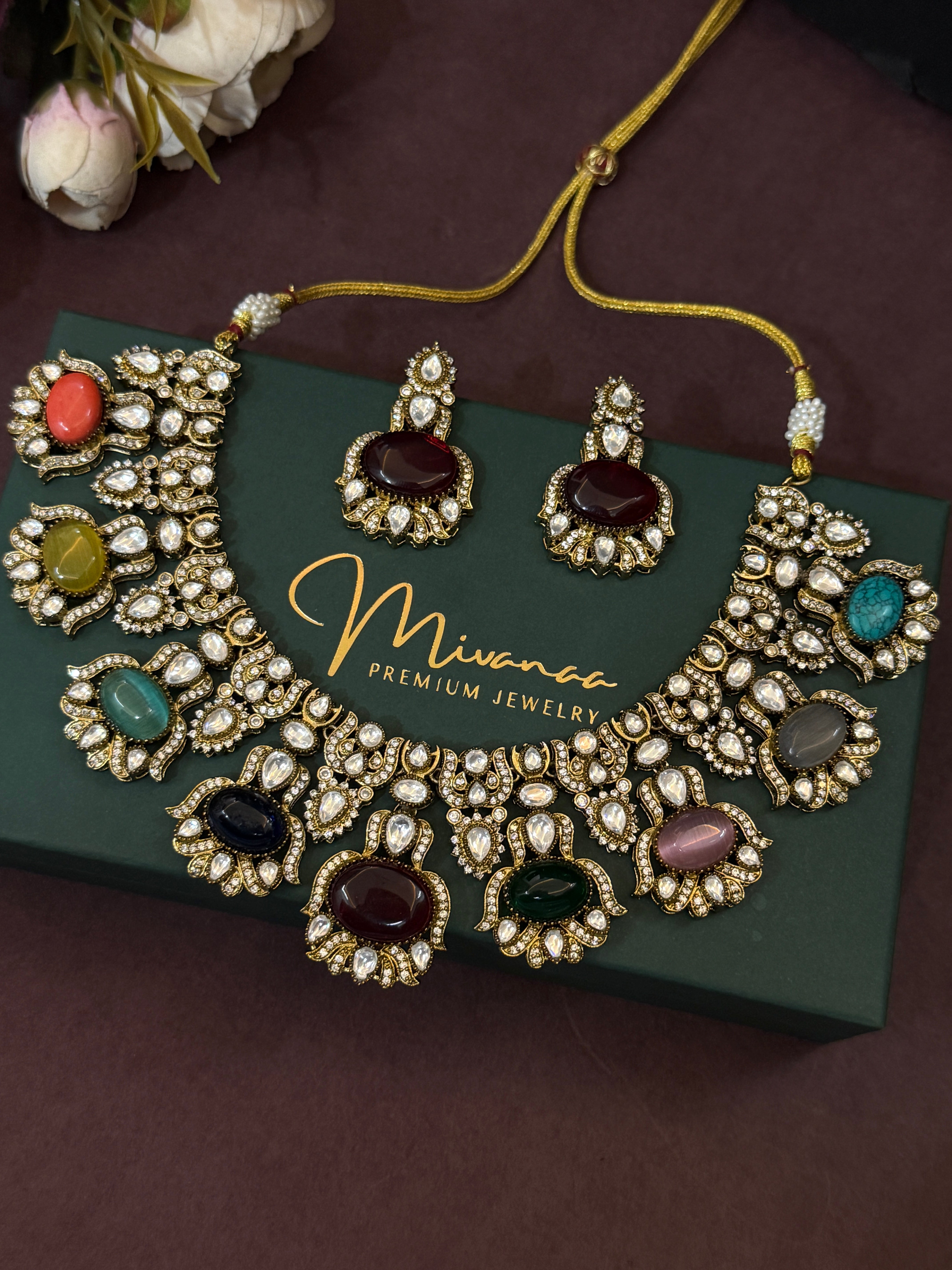 Royal Multicolor Kundan Wedding Necklace Set