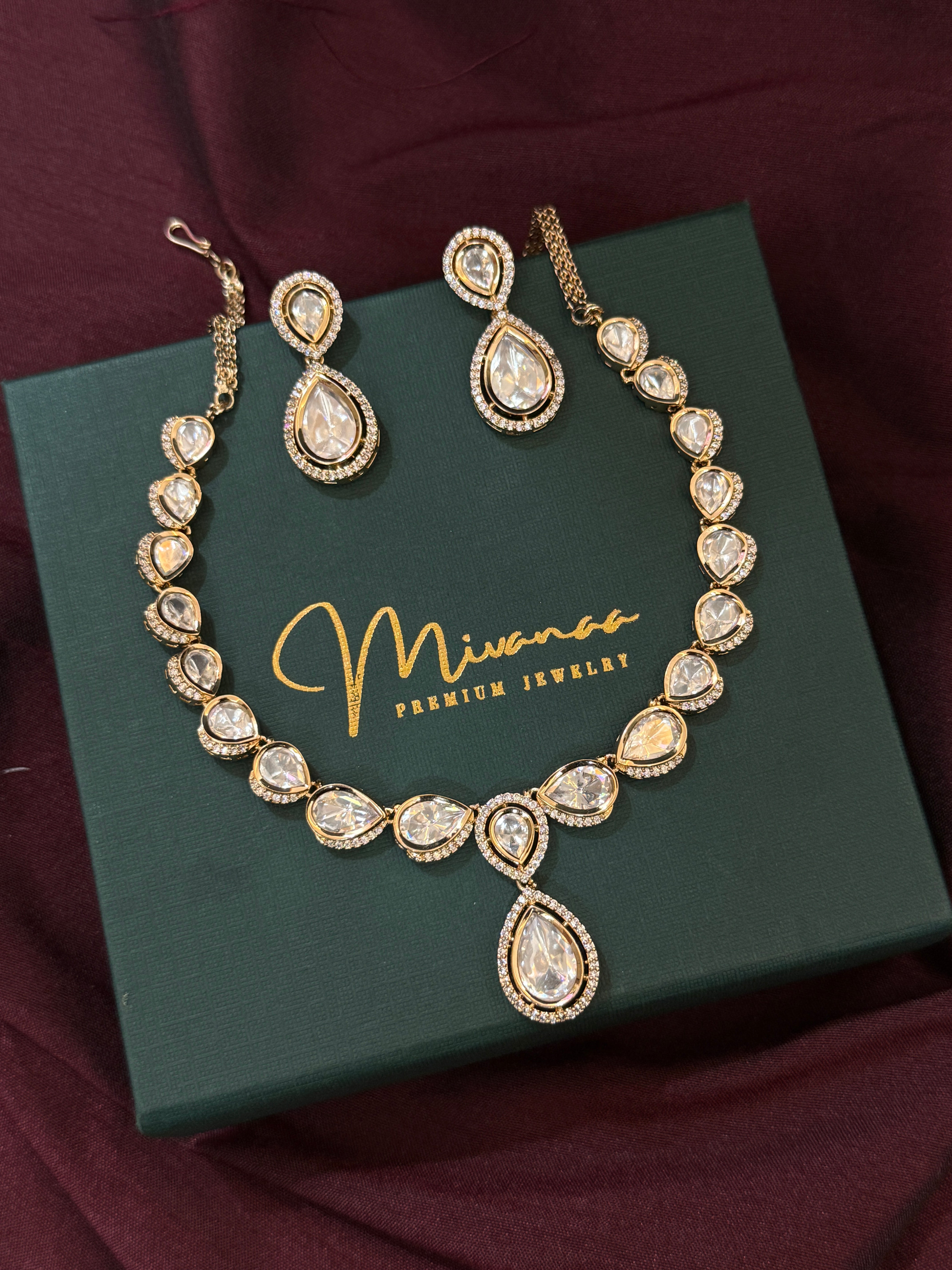 Luxury Indian Polki Kundan Jewelry Set