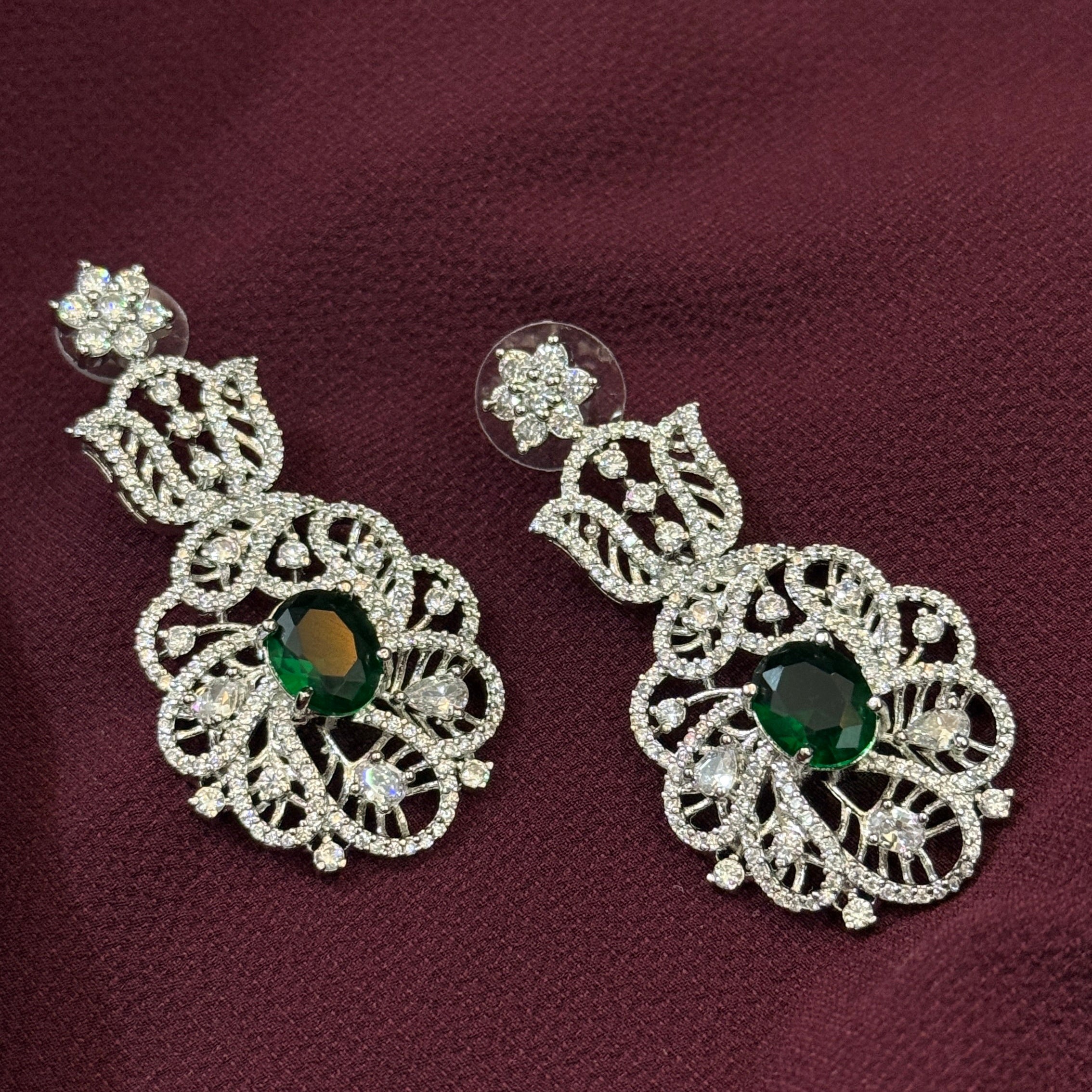 Green Crystal American Diamond Set