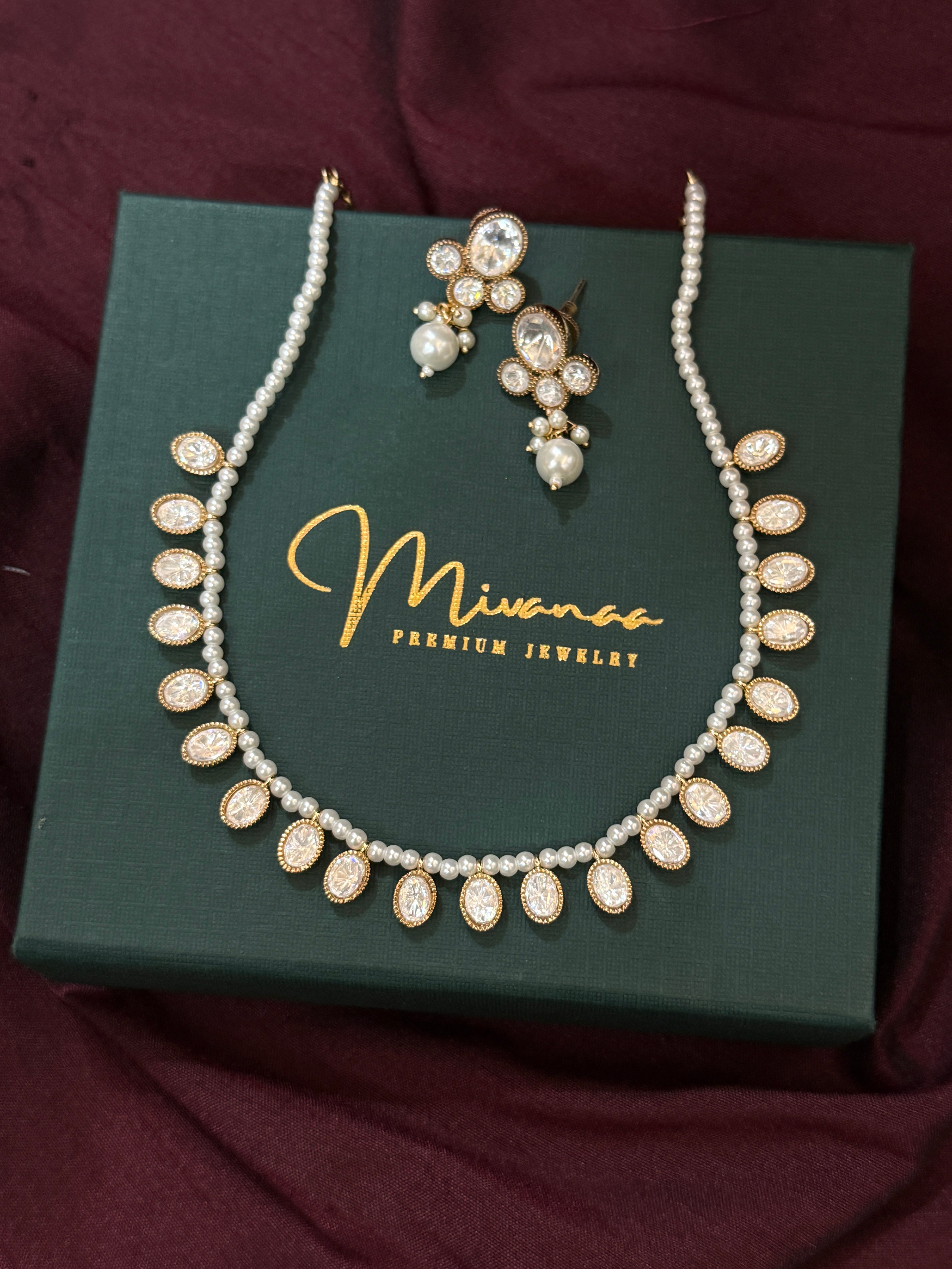 Delicate Pearl Polki Kundan Necklace