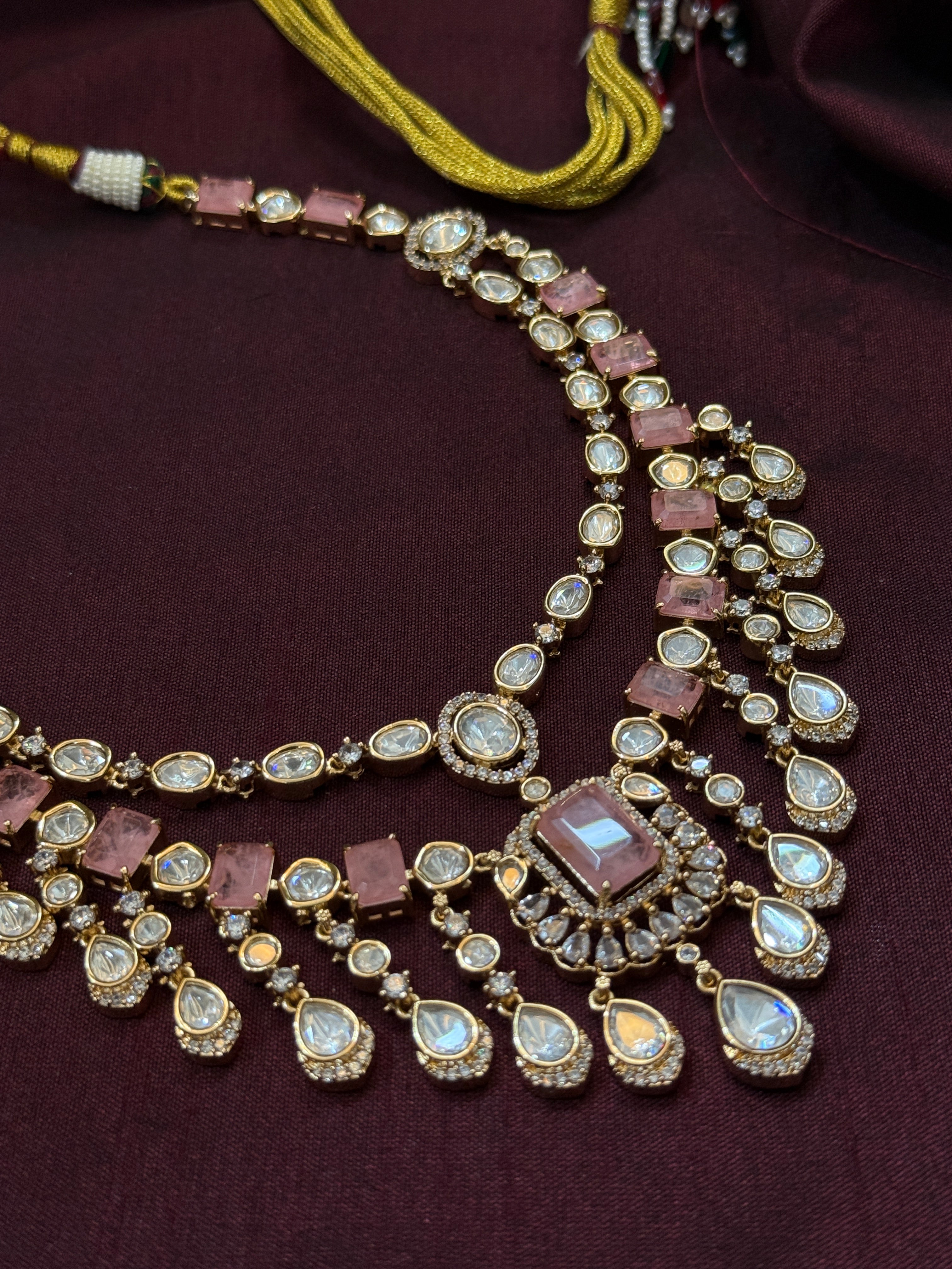 Luxora Pink Stone Polki Kundan Necklace