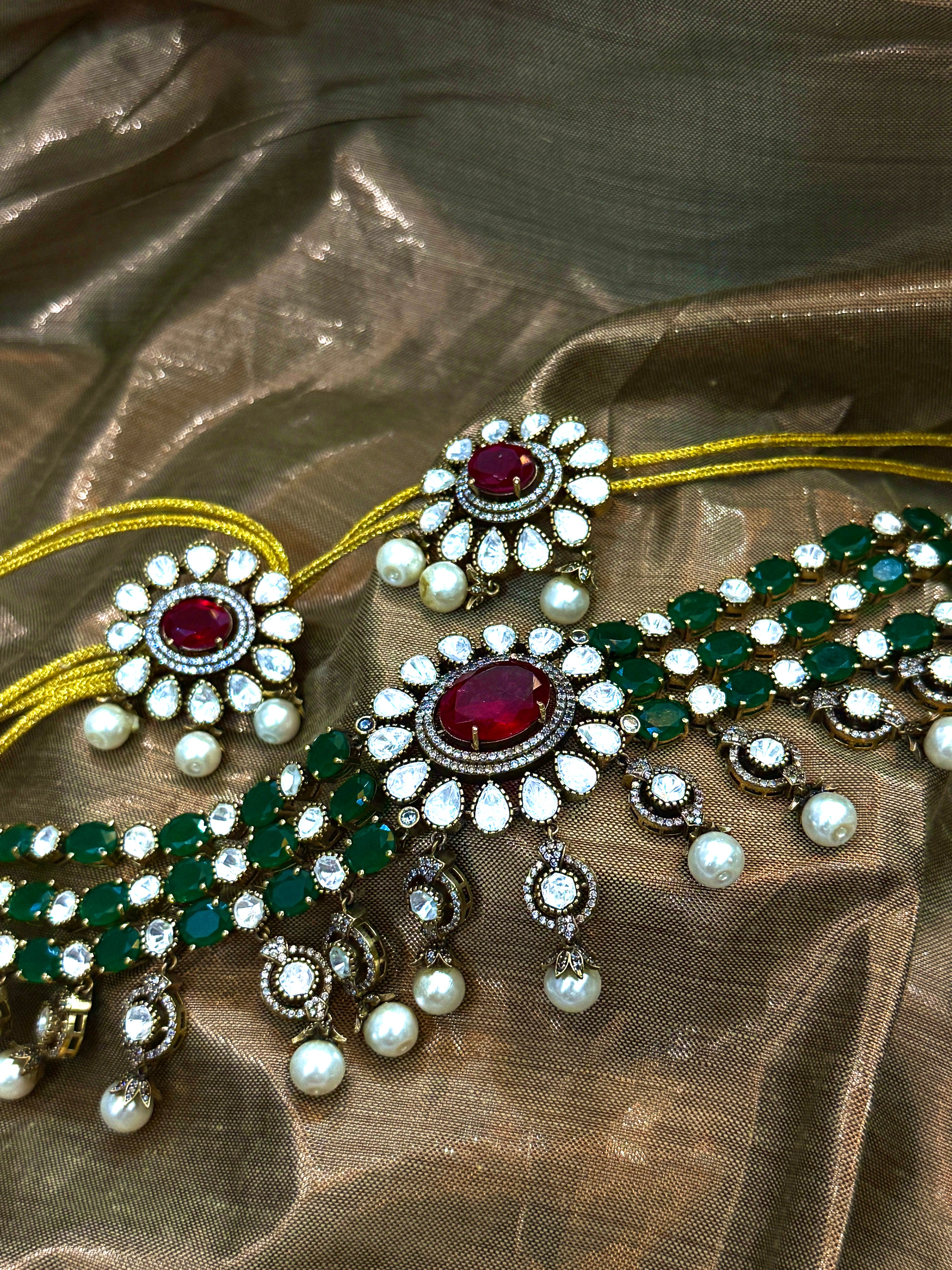 Regal Kundan and Polki Choker Necklace Set