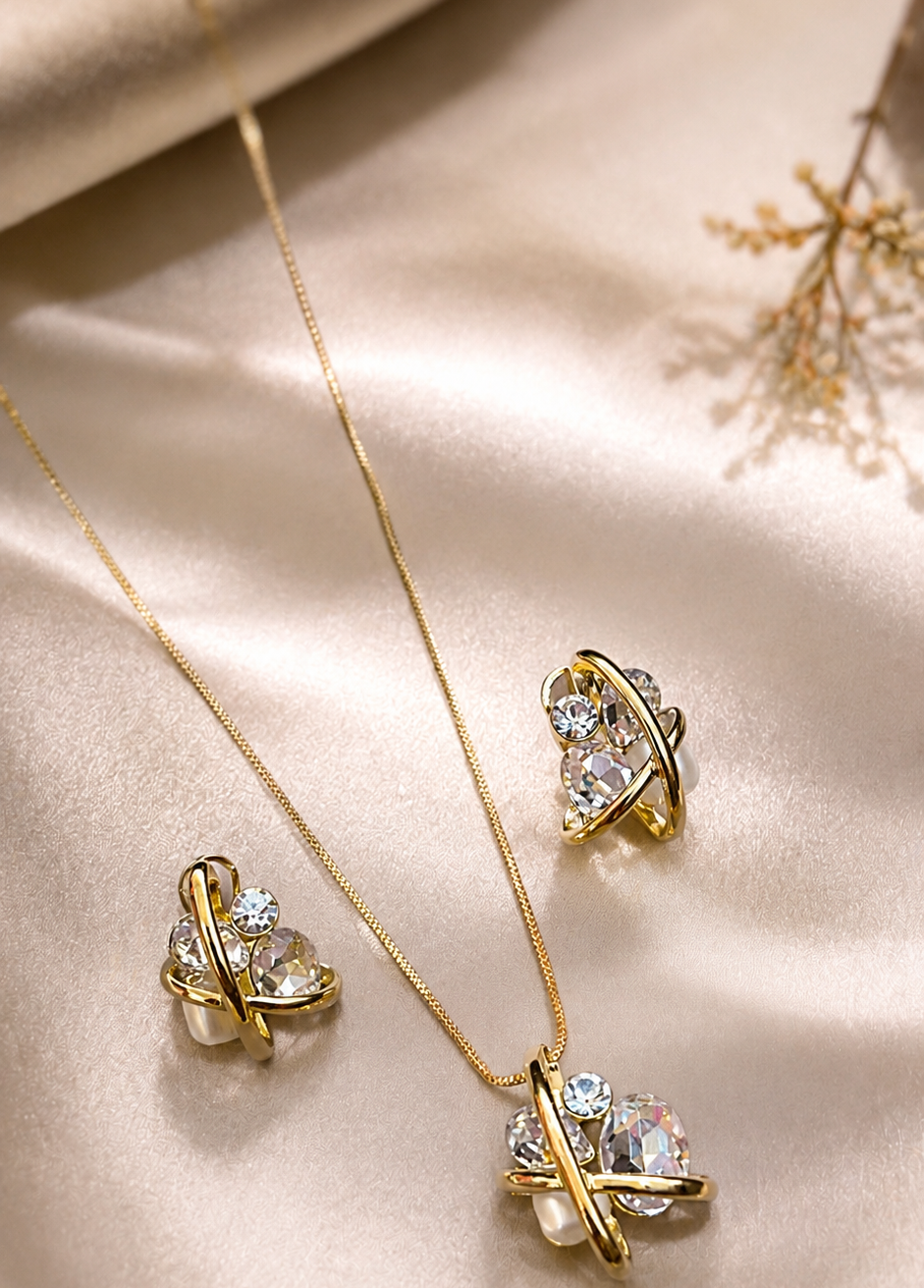 Galaxy Glow Crystal Necklace Set