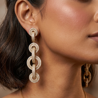 Gold Finish CZ Partywear long Earrings