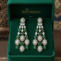Emerald Green American Diamond Earrings