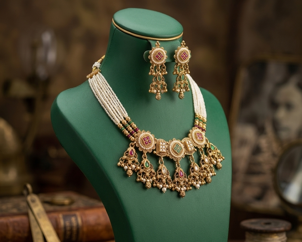 Royal Pearl Kundan Choker Necklace Set