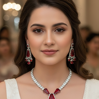 Imperial Ruby American Diamond Necklace Set