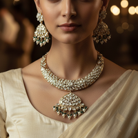 Royal Kundan Pearl Drop Necklace Set