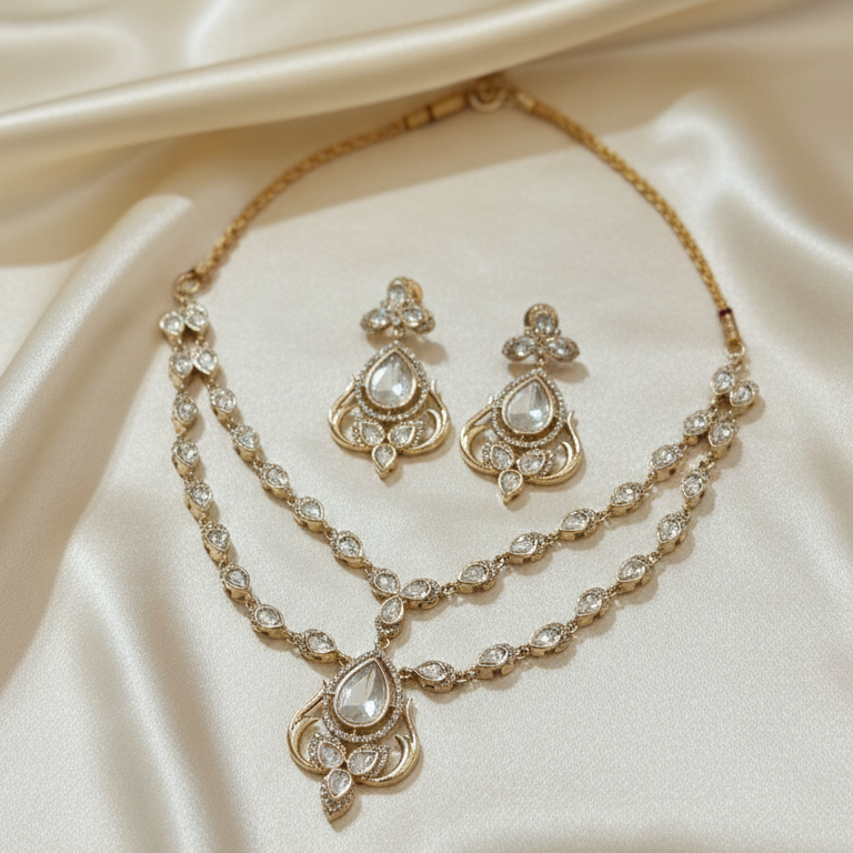 Royal Teardrop Polki Kundan Necklace Set