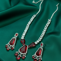 Imperial Ruby American Diamond Necklace Set