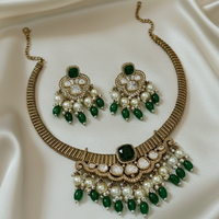 Neelam Royale Kundan Green Hasli Necklace
