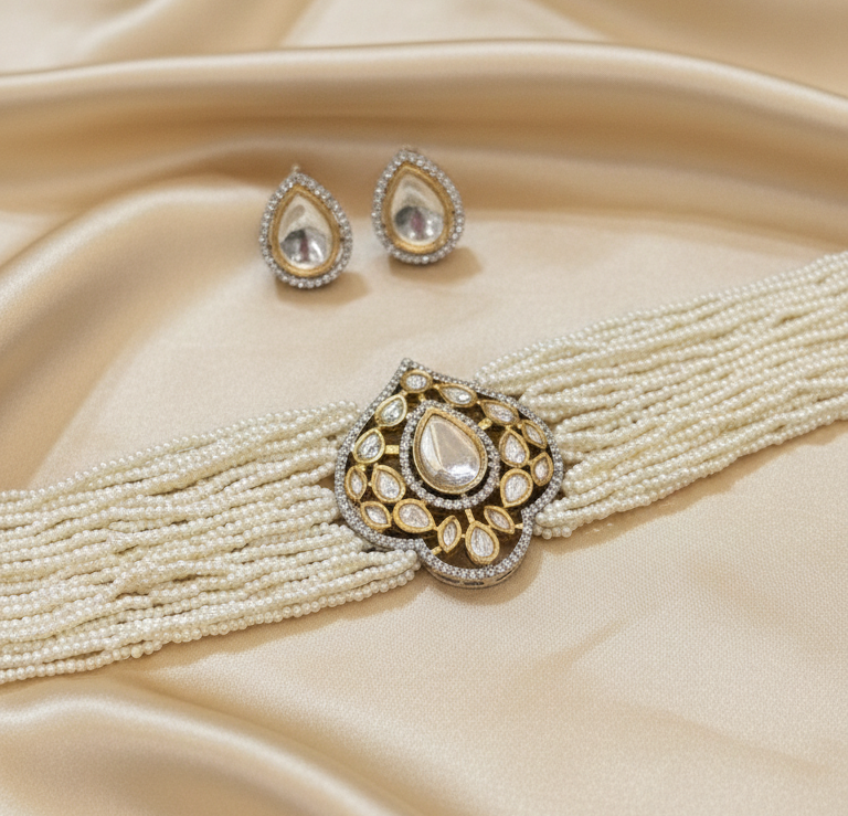 Royal Pearl Kundan Choker Set