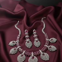 Elegant Maroon Crystal Wedding Jewellery Set