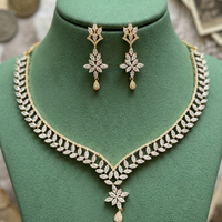 Golden Leaf Drop Necklace Set