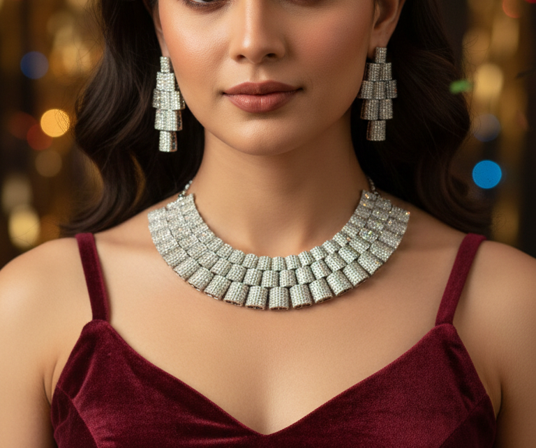 Luxury Silver American Diamond Statement