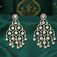 American Diamond Gold Chandelier Earrings