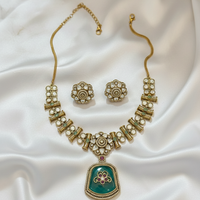 Shahi Emerald Polki  Necklace Set