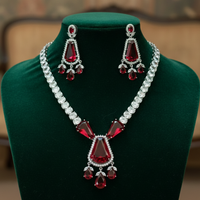 Imperial Ruby American Diamond Necklace Set