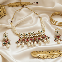 Royal Pacchi Kundan Pearl Necklace Set