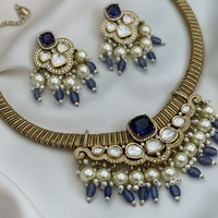 Neelam Royale Kundan Blue Hasli Necklace
