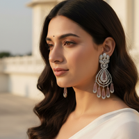 Rose Pink Teardrop Chandelier Earrings