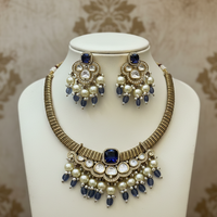 Neelam Royale Kundan Blue Hasli Necklace