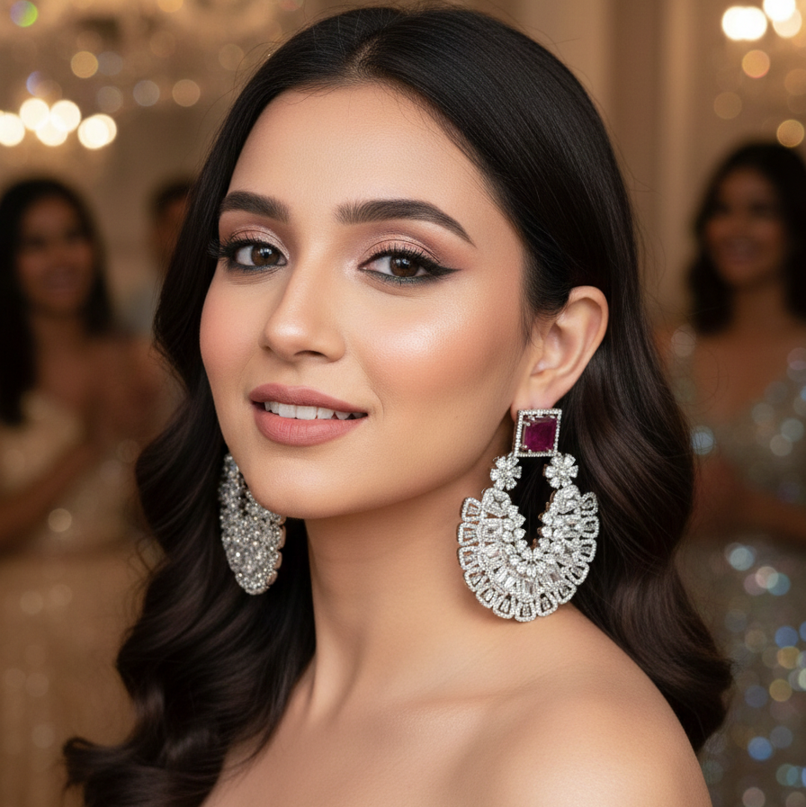 Royal Ruby CZ Stone Statement Earring