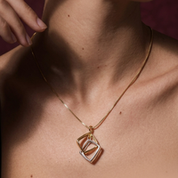 Elegant Dual Tone Geometric Pendant Necklace