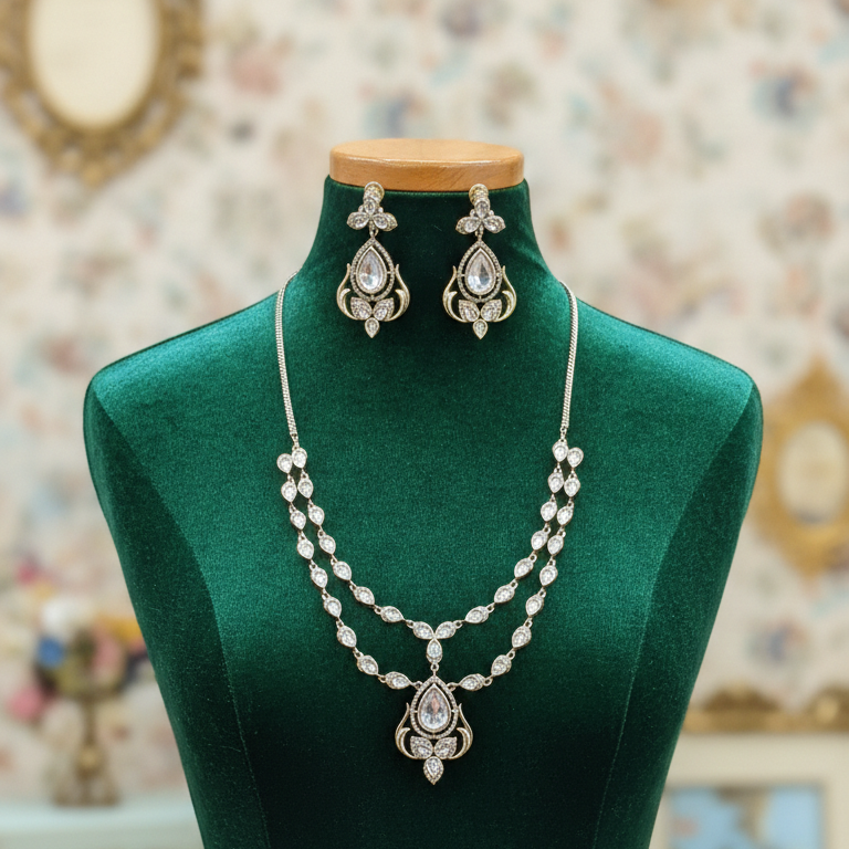 Royal Teardrop Polki Kundan Necklace Set