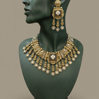 Regal Antique Gold Plated Kundan Bridal Necklace Set