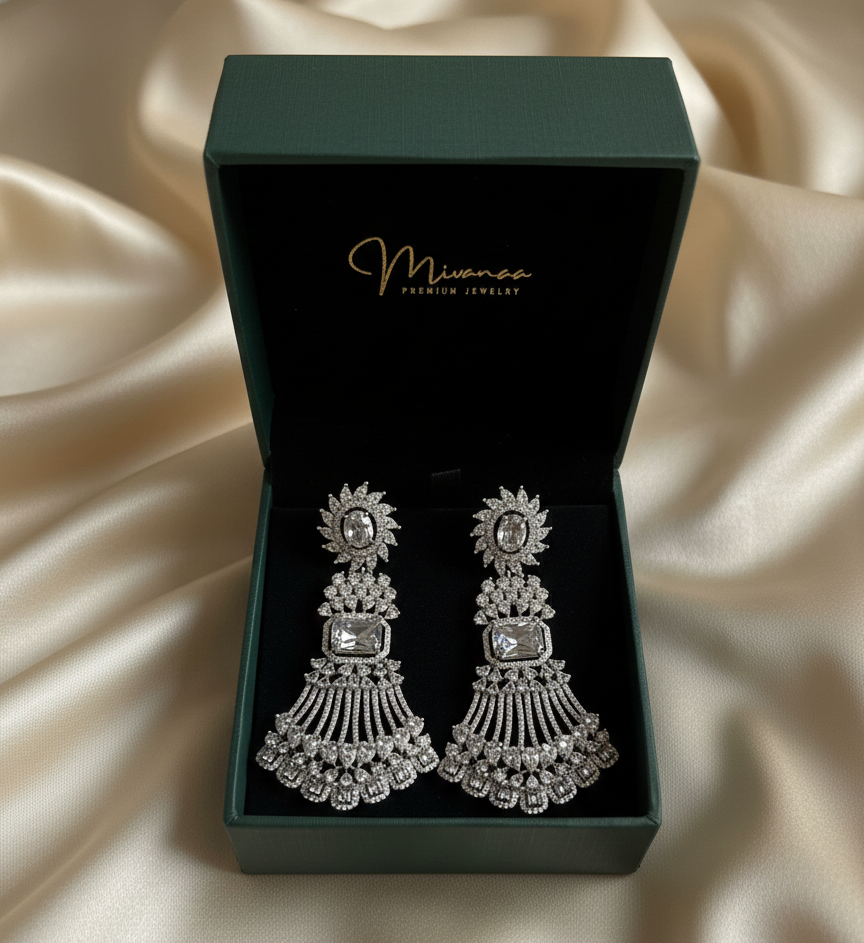 Elegant American Diamond Long Dangle Earrings