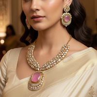 Blush Rose Regal American Diamond Necklace Set