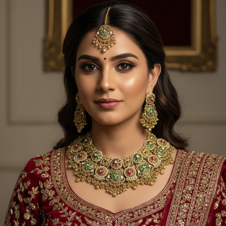 Rajwada Ruby & Emerald Kundan Choker Set