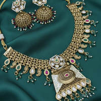 Royal Kundan Polki Bridal Choker Necklace Set with Jhumka Earrings