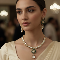 Emerald Glow Polki Kundan Necklace Set