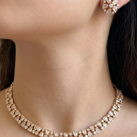 Luxury Gold Plated Polki Kundan Necklace Set with Stud Earrings