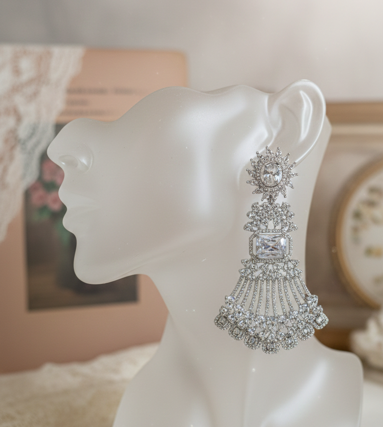 Elegant American Diamond Long Dangle Earrings