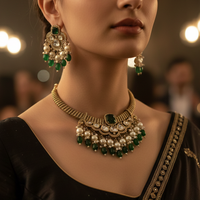 Neelam Royale Kundan Green Hasli Necklace