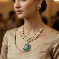 Shahi Emerald Polki  Necklace Set