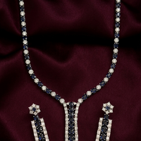 Midnight Sapphire AD Necklace Set with Dangling Earrings