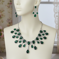 Emerald Grace Bottle Green Silver Plated Set
