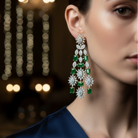 Emerald Green American Diamond Earrings
